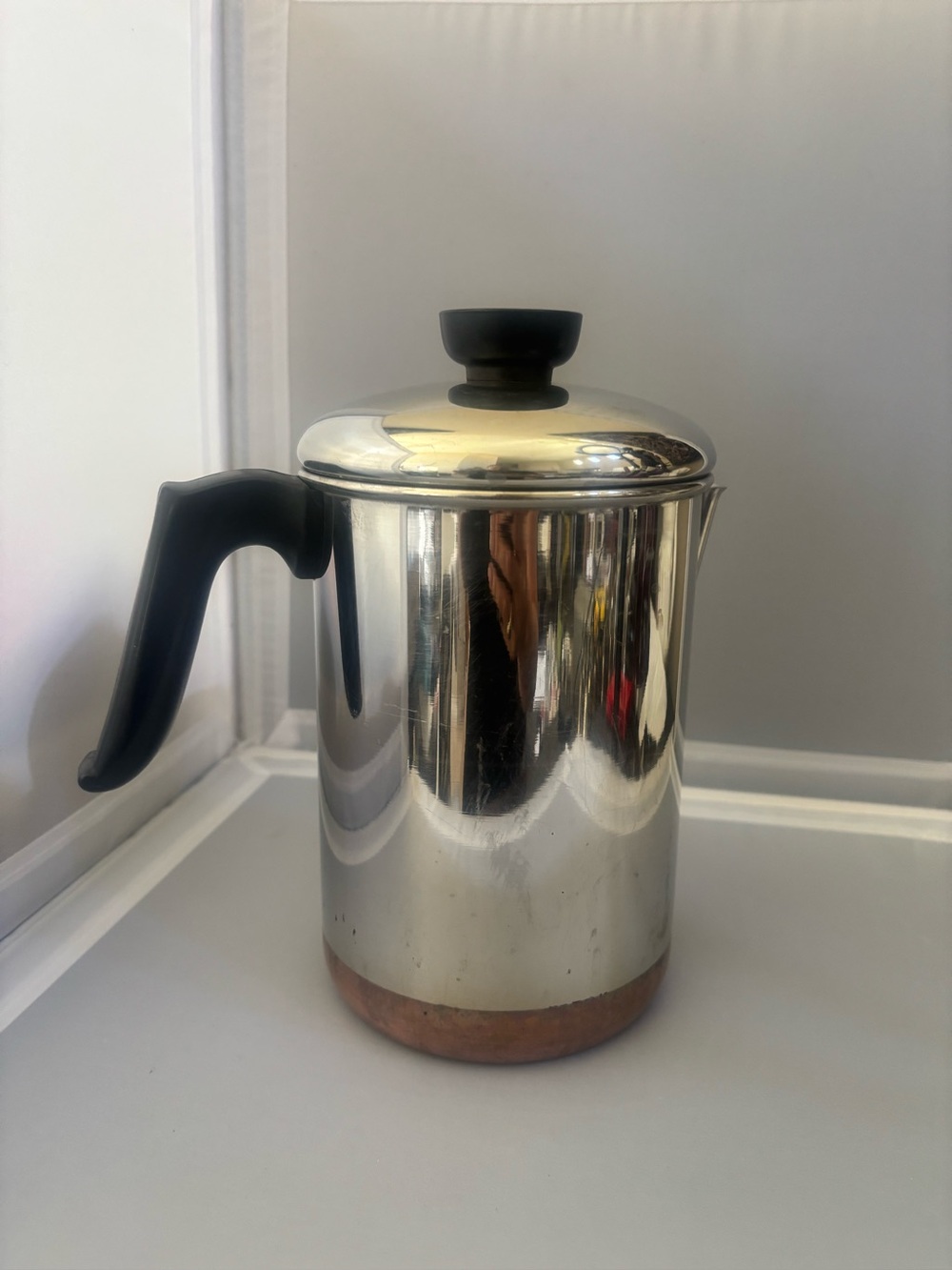 Revere Ware 1801 Coffee Percolator Stainless Steel Copper Clad Pot